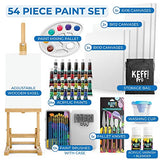 Complete Acrylic Paint Kit- 54 Piece Keff Creations Professional Artist Painting Supplies Set, Art Painting, 24 Acrylic Paint Tubes, Paintbrushes, Canvases and More-for Adults & Beginners
