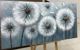 Tiancheng Art, 24X48 Inch Modern Dandelion Art Decorative, 100% Hand-Painted Contemporary Abstract Acrylic Canvas Oil Painting Wall Art, Ready to Hang at Home Flower Wall Decoration