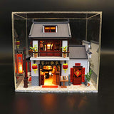 Cool Beans Boutique Miniature DIY Dollhouse Kit Wooden Ancient Chinese Restaurant - Dragon Gate Inn - with Dust Cover - Architecture Model kit (English Manual)