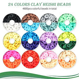 Clay Beads - 6mm Beads for Jewelry Making, 24 Colors Polymer Clay Beads for Bracelets Making, Flat Bead Kit with Evil Eye/Smiley/Alphabet Beads Preppy, Letter Bracelets Beads