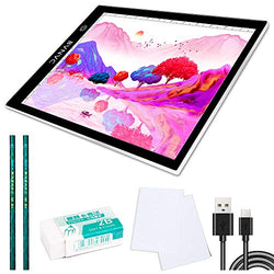 30W A4 Size Ultra-Thin Portable Tracer White LED Artcraft Tracing Pad Light Box Three-Stage dimming, high Brightness for 5D DIY Diamond Painting Artists Drawing Sketching Animation, Inch Scale