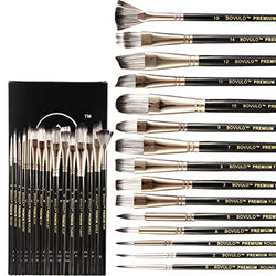 15 Pack Professional Paint Brush Set - Premium Artist Paint Brushes for Acrylic, Watercolor, Oil, Canvas, Fabric Painting, Hobby Craft, Elegant Black Painting Art Supplies for Kids and Art Enthusiast