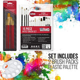 U.S. Art Supply 53-Piece Acrylic Artist Painting Set - Aluminum Table Easel, 12 Acrylic Colors, Stretched Canvas, Acrylic Paper Pad 2 Pack, Paint Brushes & Plastic Palette