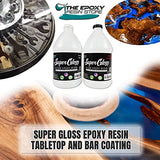 The Epoxy Resin Store SG-1 Super Gloss UV and Moisture Resisting Glass Like Non Toxic Epoxy Resin for Bar Counters and Wood Tabletops, 1 Gallon Kit