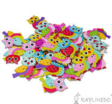 RayLineDo 30pcs Night Owl Buttons 2 Holes Various Colors Wooden Buttons for DIY Sewing and Crafting