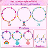 773Pcs Mermaid Charm DIY Beads for Jewelry Making, Cludoo Unicorn DIY Bracelet Making Bead Kit for Kids Girls with Pearl Starfish Shell, Ocean Pearl Beads with Mermaid for Bracelet Necklace Making