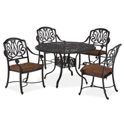Home Styles Floral Blossom 5-Piece Dining Table, Charcoal