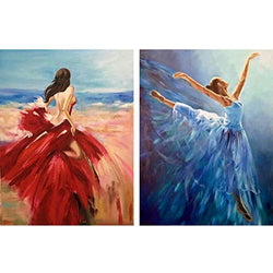 Yomiie 2 Pack 5D Diamond Painting Dancer Full Drill by Number Kits, Ballerina Girl Women Paint with Diamonds Art Rhinestone Embroidery Cross Stitch Craft for Home Room Decoration (12x16 inch)