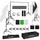 [Upgraded LED Bulb] MOUNTDOG Photography Lighting Kit, 6.6X 10ft Backdrop Stand System and 900W 6400K LED Bulbs Softbox and Umbrellas Continuous Lighting Kit for Photo Video Shooting