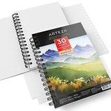 ARTEZA 5.5x8.5” Watercolor Pad, Pack of 3, 90 Sheets (140lb/300gsm), 30 Sheets Each, Spiral Bound