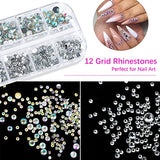 Rhinestones 1500PCS in 6 Sizes Flat Back Nail Gems, Crystal AB Rhinestones Nail Art Gems with Pick Up Tweezers and Rhinestone Picker Dotting Pen, Nail Rhinestones for Nails, Makeup, Craft by Canvalite
