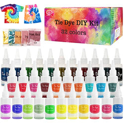 Tie Dye Kit, CrazyFire 32 Colors Fabric Dye DIY Kit with Rubber Bands, Gloves, Apron and Tablecloth for Kids, Adults Gift, Non-Toxic Dye Add Water Only for Family Friends Groups Party Supplies