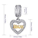 ENJOOOY Sterling Silver Sister Charm Sister Gift Heart Love Pendant with 24k Gold Plating for