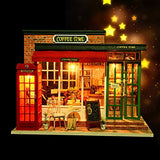 Wood DIY Dollhouse Toy Miniature Box Puzzle Dollhouse DIY Kit Doll House Furniture Coffee Shop Model Gift Toy for Children