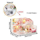 WYD Handmade Girly Heart House Pink Loft 3D Miniature Doll House Kit Wooden Furniture Kit with LED Lights and Music Movement Creative