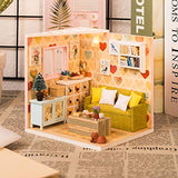 Spilay DIY Miniature Dollhouse Wooden Furniture Kit,Handmade Mini Modern Model Plus with Dust Cover & Music Box ,1:24 Scale Creative Doll House Toys for Children Lover Gift (Leisure Rest)