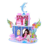 Dollhouse, Playset Two-Story Mermaid Cottage Doll House with Furniture & Accessories Kit for Girls, Indoor DIY Dream Playhouse with Doll for Kids