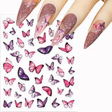 12sheets 3D self-adhesive butterfly nail art decal set colorful butterfly nail art decal nail stickers for girls kids women nail decal accessories for nail design nail supplies DIY decorative nail stickers for nail art
