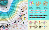 BOCAR 6mm 10 Strands Handmade Polymer Clay Beads Kit Vinyl Flat with 200pcs Alloy Beads Spacer& Acrylic Alphabet Beads for Jewelry Making Necklace Bracelet Earrings Finding (CB-002-green Mix)