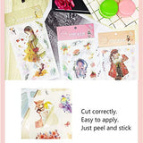 Bulk Kawaii Washi Scrapbook Stickers,12 Monthly Cute Japanese Style Girl Sticker Pack for Bullet Journaling Diary Notebook Kids DIY Craft Arts Scrapbooking Album Planner (12 Sheets August）