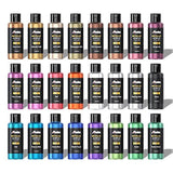 ABEIER Metallic Acrylic Paint, Set of 24 Metallic Colors in 2oz/60ml Bottle, Rich Pigments, Non Fading, Non Toxic Paints for Artist, Beginners & Kids Painting on Rocks Crafts Canvas Wood, Fabric&Stone