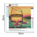 Ingzy 5D Diamond Painting Kits Full Drill Cup Beach, DIY Cross Stitch Round Rhinestone Embroidery Arts Craft for Home Wall Decor- Ocean in The Cup(11.8x11.8in)