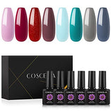 Gel Nail Polish Kit 8 Colors Long lasting Soak Off LED Nail Gel Polish Set 10ml Each Bottle for Nail Salon Home DIY