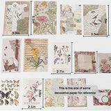 340 Pieces Vintage Scrapbooking Supplies Scrapbook Stickers for Journaling, Aesthetic Stickers Scrapbook Paper, Art Bullet Journaling Supplies Junk Journal Kit Flower-Butterfly-Mushroom Nature .
