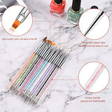 TOCOLES Nail Art Brushes, 9PCS Nail Brushes for Nail Art with Nail Liner Brush and Nail Dotting Pens for Home Use and Professional Nail Salon