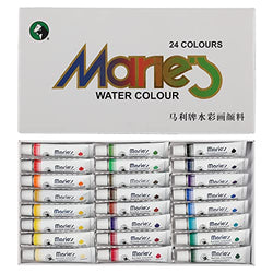 'Marie‘s Watercolor Paint Set of 24 Assorted Colors for Students, Beginners and Painting Lovers, 12 ml/Tube