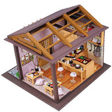 New Hoomeda DIY Wood Dollhouse Miniature With LED+Furniture+Cover Sushi Bar By KTOY
