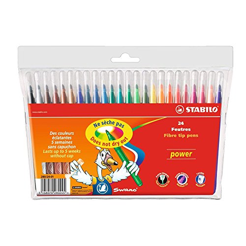 Stabilo 015187 Power Wallet Coloring Pens, Set of 24, Multicolored