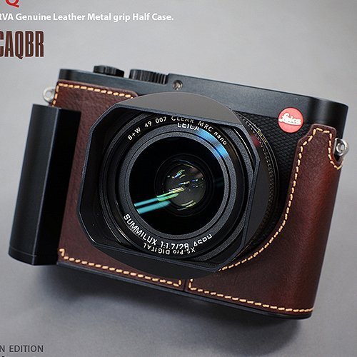 LIM'S Metal Grip Genuine Leather Camera Half Case LE-HCLCAQBR (Brown) for Leica Q(Typ 116)