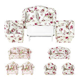Shuohu Floral Pattern Sofa Bundle Set, Dollhouse Furniture Scene Playset DIY Crafts Props