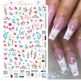 Butterfly Nail Art Stickers, 5 Sheets Colorful Butterfly 3D Nail Stickers Flowers Leaves Self Adhesive Nail Art Supplies Butterfly Nail Decals for Nail Art Butterfly Stickers Nail Decorations for Women Girls