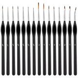 15 Pcs Detail Paint Brushes Set, Miniature Paint Brushes Artist Paints Brush Set with Ergonomic Handle Suitable for Acrylic Painting, Oil, Watercoloring, Face, Nail, Scale Model Painting, Line Drawing