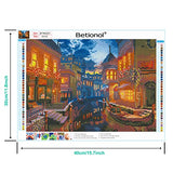 Betionol Diamond Art for Adults, 30x40cm 5D Art Paint by Number for Adult, Full Drill Diamond Painting Kit with Round Shinning 24-Face Diamonds for Wall Decoration, Theme - EU Town