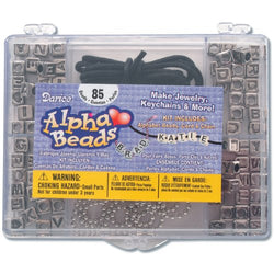 Alphabet Bead Kit with Antique Silver Alpha Beads (1 Kit Per Package)