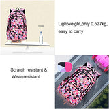 JiaYou Girl Geometric Printed Primary Junior High University School Bag Bookbag 3pcs Backpack Sets(2# Black-3pcs,35 L)