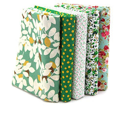 RayLineDo 5X Different Pattern Green 100% Cotton Poplin Fabric Fat Quarter Bundle 46 x 56cm ( Appox