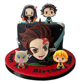 4Pcs Cake Topper For Demon Slayer Action figure,Demon Slayer theme party supplies,Dessert Decorations for Kids Gift