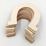 Healifty 24pcs Wood Discs Slices Horseshoe Shape Unfinished Wooden Cutouts Craft DIY Decoration