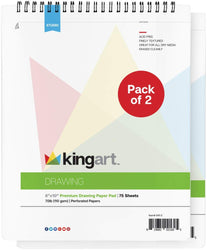 KINGART Drawing Paper Pad, Top Wire Bound, 70 LBS. (110G), 8" X 10 ", 75 Sheets (Set of 2)