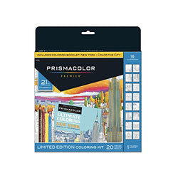 Prismacolor Premier Soft Core Pencils Adult Coloring Book Kit, New York City, 21 Pieces
