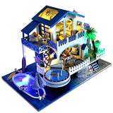 Flever Dollhouse Miniature DIY House Kit Creative Room with Furniture for Romantic Artwork Gift (Blue Melody)