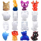 EuTengHao 20Pcs 3D Animal Resin Molds Tools Set Includes 8 Resin Casting Molds Large Clear Unicorn Epoxy Silicone Molds 2 Measurement Cup 10 Wood Sticks for Resin Craft DIY