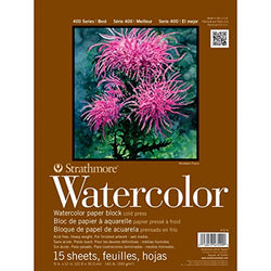 Strathmore 400 Series Watercolor Block, Cold Press, 9"x12" Bound (4 sides), 15 Sheets/Block