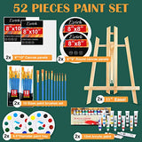 ESRICH Acrylic Paint Canvas Set,52 Piece Professional Painting Supplies Kit with 2 Wood Easel,2 * 12Colors,2 * 10 Brushes,Circular Canvas Etc,Premium Paint Kit for Kids,Students, Artists and Beginner