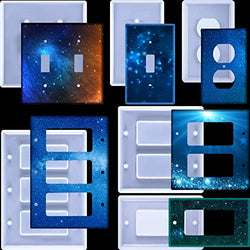 6 Pieces Light Switch Cover Resin Molds Light Outlet Switch Cover Silicone Molds Socket Panel Silicone Mold Wall Plate Epoxy Casting Mold for Switch Outlets Home Decor DIY Casting Resin Crafts Making