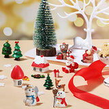 50 Pieces Christmas Miniature Figures Ornaments Kit Mini Christmas Snowman Santa Claus Deer Snowflakes Ornaments Figurines Accessories for Snowy Winter Fairy Garden Dollhouse Decoration